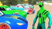 GREEN SPIDERMAN Smash Disney Pixar Cars & Lightning McQueen Colors Nursery Rhymes for Chil