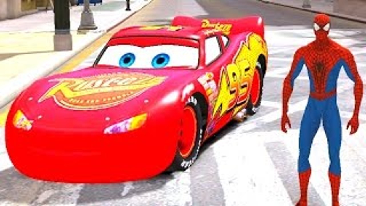 Spiderman Having Fun with Lightning McQueen Cars Nursery Rhymes Songs Disney Pixar Cars