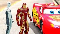 LIGHTNING MCQUEEN with Superhero Iron Man & White Spiderman Nursery Rhymes Children Songs