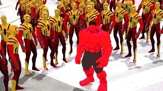 Red HULK & 100 Yellow SPIDERMAN Nursery Rhymes and School Bus! (Songs for Children w/ Acti