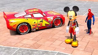 Mickey Mouse Spiderman and Disney Pixar Cars Lightning McQueen Colors Nursery Rhymes Child