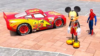 Mickey Mouse Spiderman and Disney Pixar Cars Lightning McQueen Colors Nursery Rhymes Child