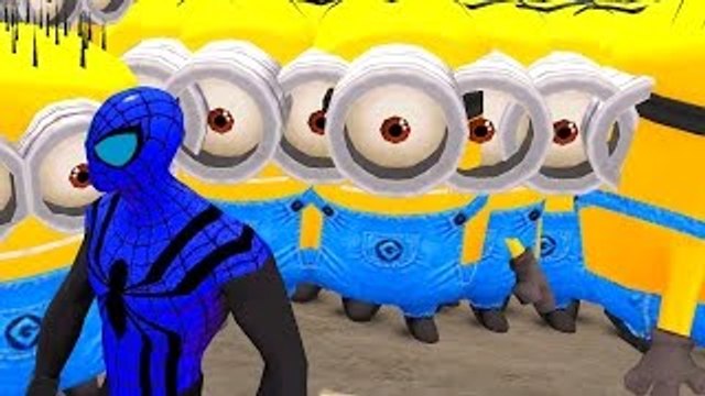 Blue Spiderman and His Blue Spiderman McQueen Cars Smash Minions | Nursery Rhymes Kids Son