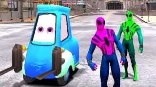 Disney Pixar Cars Guido & Spiderman Colors Nursery Rhymes | Children Songs with Action