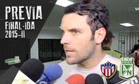 Sebastián Viera en la previa entre Junior y Nacional · Liga Águila 2015-II (final, ida)