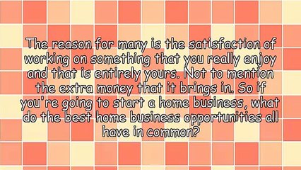 What Do The Best Home Business Opportunities Have in Common?