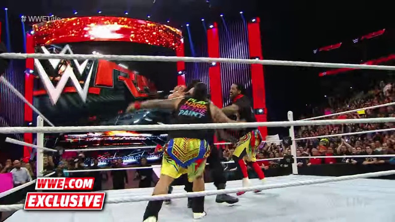 Roman Reigns Celebrating World Championship Win at Raw 14th December 2015