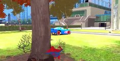 New Spider-Man with his Custom Blue Lightning McQueen Disney Cars & Nursery Rhymes Songs Kids