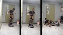 OMG !! Riding a Floor Buffing Machine Goes Wrong