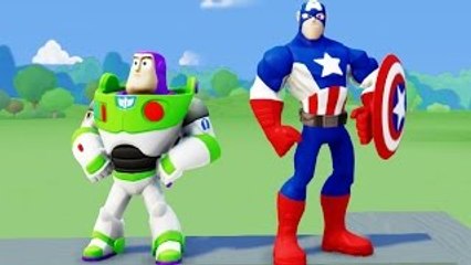TOY STORY Buzz Lightyear meets AVENGERS Captain America with Disney Pixar Cars Lightning M