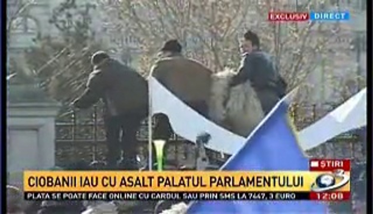 PROTESTUL CIOBANILOR de la Palatul Parlamentului fata de prevederile aberante din LEGEA VANATORII