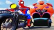 ULTIMATE SPIDERMAN Driving His Motorbike With Disneys & Marvels Friends Doing Epic Trick