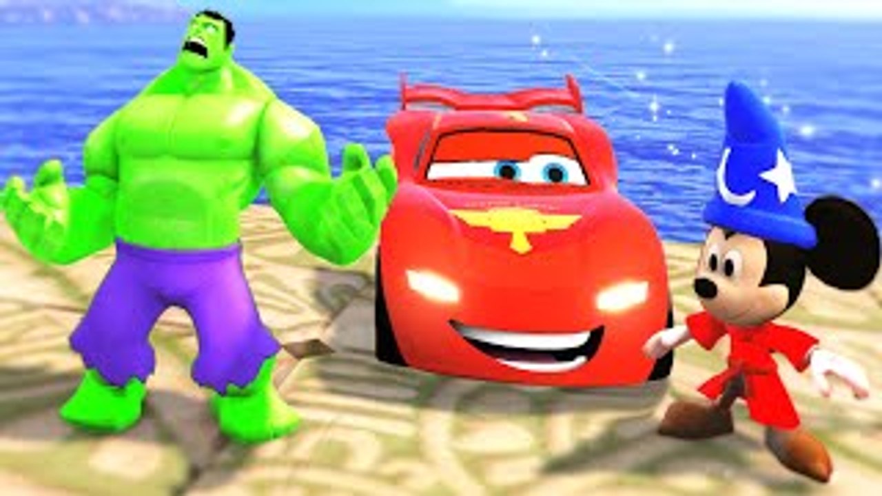 Hulk & Mickey Mouse playtime party with Lightning McQueen FUN ! Water slides Playtime Kids