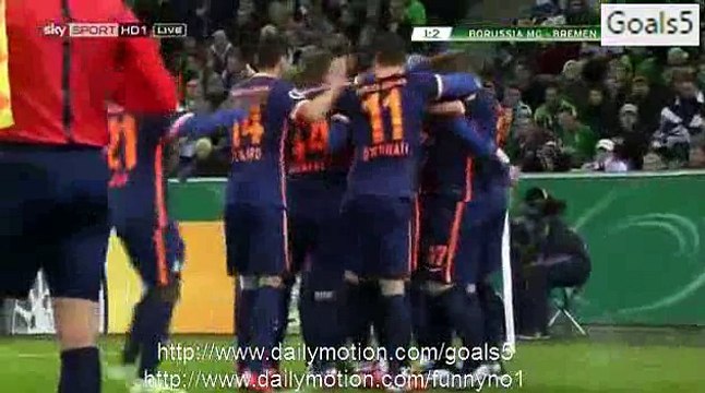 Jannik Vestergaard Goal Monchengladbach 1 - 2 Bremen DBF Pokal 15-12-2015