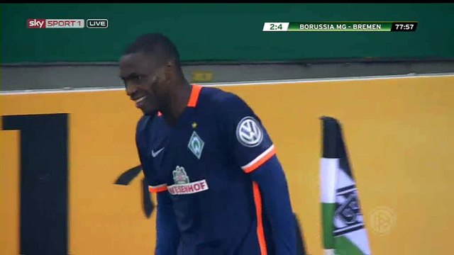Anthony Ujah Goal - B. Monchengladbach 2-4 Werder Bremen - 15-12-2015 DFB Pokal