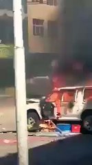 Protesters burn government vehicles