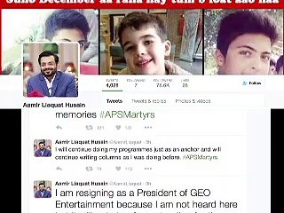 Aamir Liquat resigning as a President of GEO Entertainment because Anchor Wearing APS Uniform