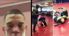 Nate Diaz kicking Over Dummies and Cursing Them Out In The Gym