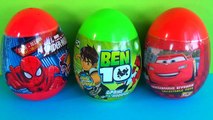Disney PIXAR Cars egg surprise MARVEL SPIDER MAN surprise egg BEN 10 egg surprise! 3 surpr