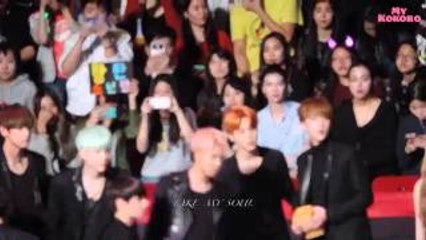 (Fancam/Cut) 151202 BTS Jin sat beside Red Velvet