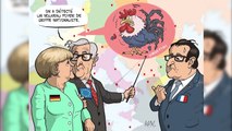 Jean-Claude Juncker et Angela Merkel détectent le virus de la grippe F1N1 en France