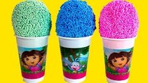 Dora the explorer Foam clay Surprise Eggs Ice Cream cups Disney Princess Angry birds Spong