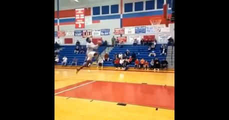 teenager recreates Michael Jordan Iconic Free Throw Line Dunk