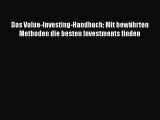 Das Value-Investing-Handbuch: Mit bewährten Methoden die besten Investments finden PDF Ebook