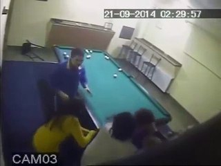 Crazy Russian Bar Brawl With Pool Sticks!