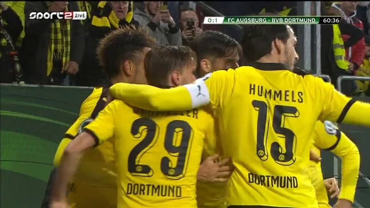 0-1 Pierre-Emerick Aubameyang Goal Germany  DFB Pokal  Round 3 - 16.12.2015, FC Augsburg 0-1 Borussia Dortmund