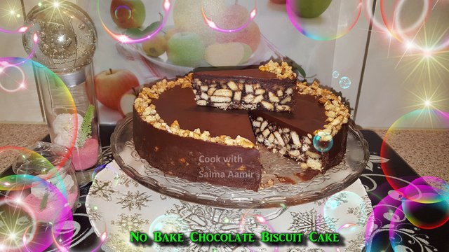 No Bake Chocolate Biscuit Cake نو بیک چاکلیٹ بسکٹ کیک / Cook With Saima