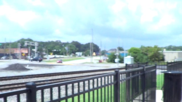 8-12-14 12:17 PM KCS power leading NS 220 Intermodal train EB meets NS 348 mixed freight NB