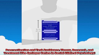Procrastination and Task Avoidance Theory Research and Treatment The Springer Series in