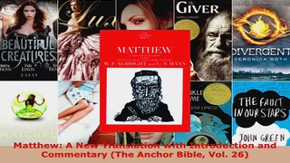 Download  Matthew A New Translation with Introduction and Commentary The Anchor Bible Vol 26 PDF Free