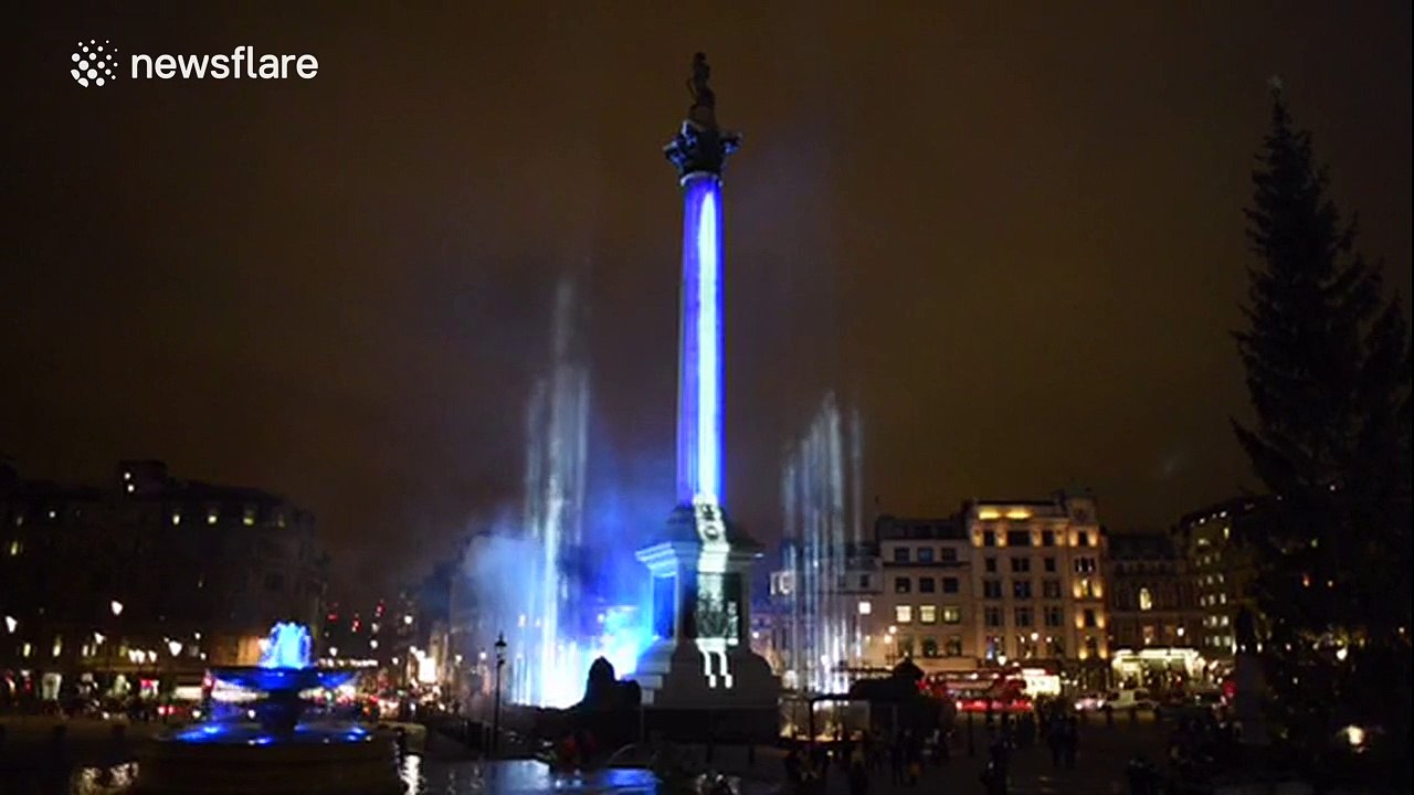 Nelson's Column in London transformed in to giant Lightsaber