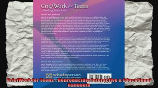GriefWork for Teens  Reproducible Interactive  Educational Handouts