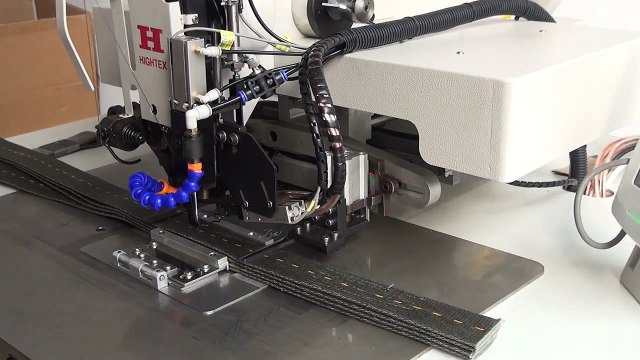 Heavy automatic pattern sewing machine for stitching extremely tough webbing