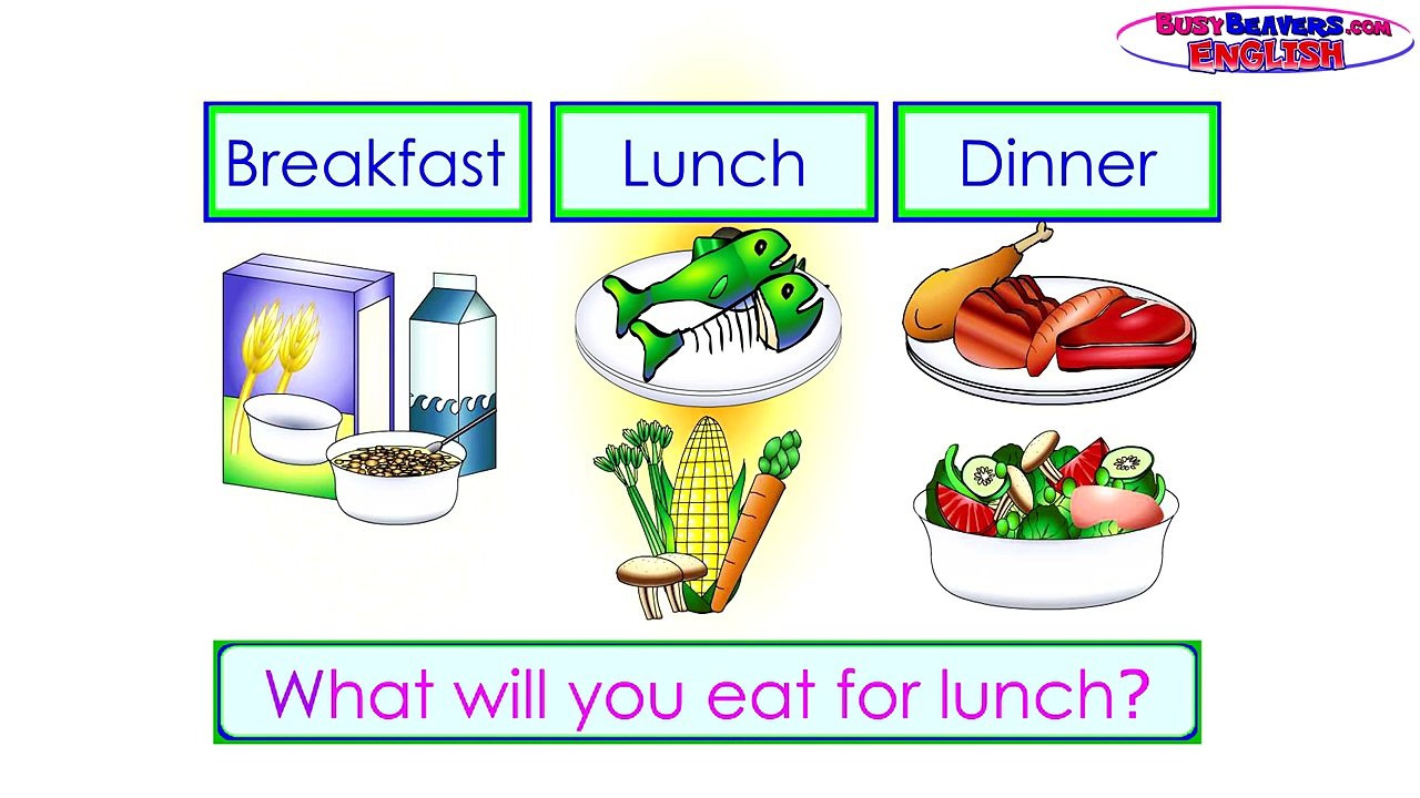 “Breakfast, Lunch, Dinner” (Level 2 English Lesson 16) CLIP - Kids Food, English Words