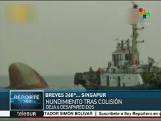 Colisión de barcos en Singapur deja 6 personas desaparecidas