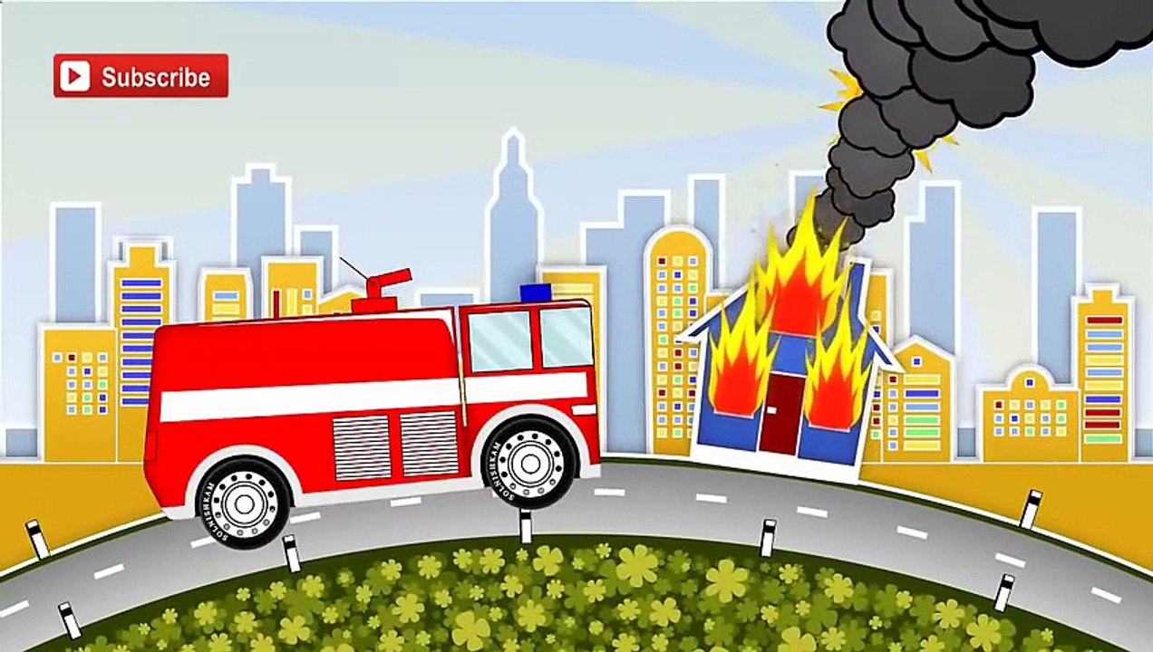 Fire Truck cartoon - monster truck - fire trucks for children - Ambulance Fire Police cart