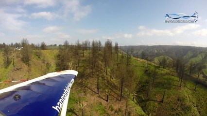 Stunt pilot's wing comes within inches of ground!