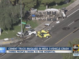 Cement truck involved in Mesa crash; 3 hurt