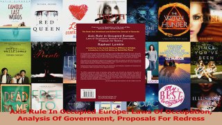 PDF Download  Axis Rule In Occupied Europe Laws Of Occupation Analysis Of Government Proposals For Download Full Ebook