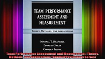 Team Performance Assessment and Measurement Theory Methods and Applications Applied