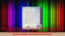Read  Biblical Peoples And Ethnicity An Archaeological Study of Egyptians Canaanites Ebook Free