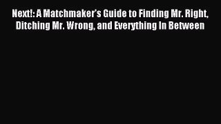 Next!: A Matchmaker's Guide to Finding Mr. Right Ditching Mr. Wrong and Everything In Between