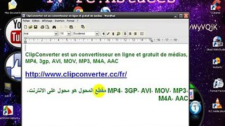 ClipConverter est un convertisseur en ligne et gratuit de médias  MP4 3gp AVI MOV MP3 M4A AAC