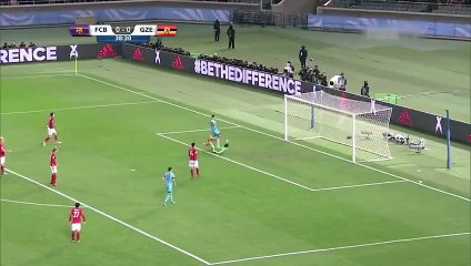 اهداف مباراة برشلونة وجوانزو | هاتريك سواريز