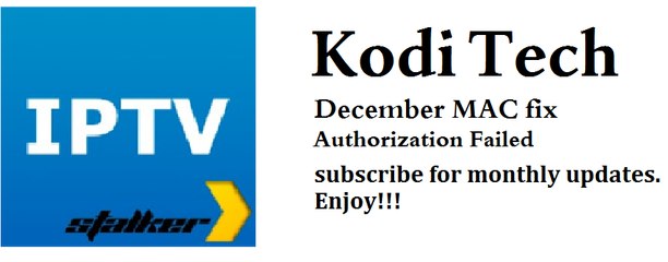 iptv stalker December fix "authorization failed"