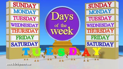 Days of the Week 3D Animation English Nursery rhyme for children